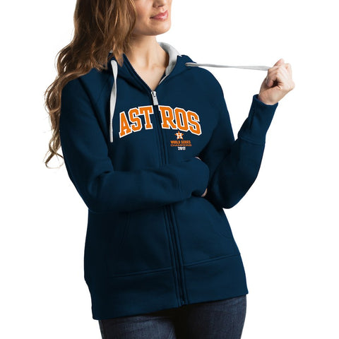 Houston Astros Antigua Women's 2017 World Series Champions Victory Split Front Full-Zip Hoodie - Navy