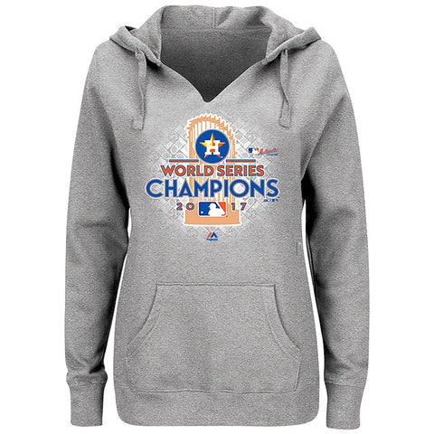 Houston Astros Majestic Women's 2017 World Series Champions Locker Room Plus Size Pullover Hoodie - Heathered Gray