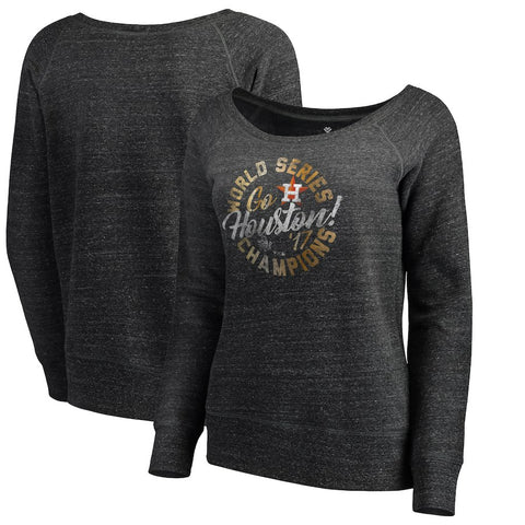 Houston Astros Let Loose by RNL Women's 2017 World Series Champions Overthrow Boatneck Sweatshirt