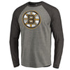 Boston Bruins   Big & Tall Team Distressed Raglan Tri-Blend Long Sleeve T-Shirt - Heathered Gray