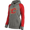 Calgary Flames   Women's Plus Sizes Team Distressed Pullover Hoodie - Heathered Gray