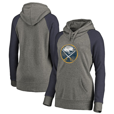Buffalo Sabres   Women's Plus Sizes Team Distressed Pullover Hoodie - Heathered Gray