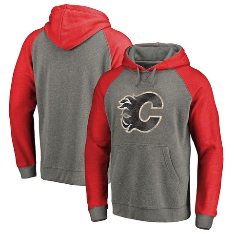 Calgary Flames   Big & Tall Team Distressed Pullover Hoodie - Heathered Gray