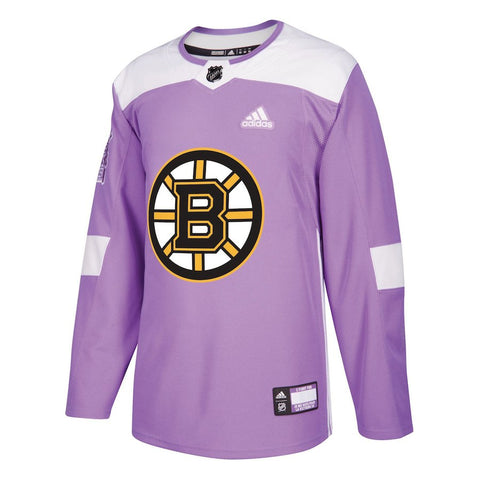 Boston Bruins Hockey Fights Cancer Practice Jersey - Purple