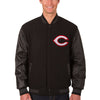 Cincinnati Reds JH Design Wool & Leather Reversible Jacket