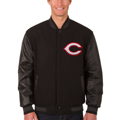 Cincinnati Reds JH Design Wool & Leather Reversible Jacket