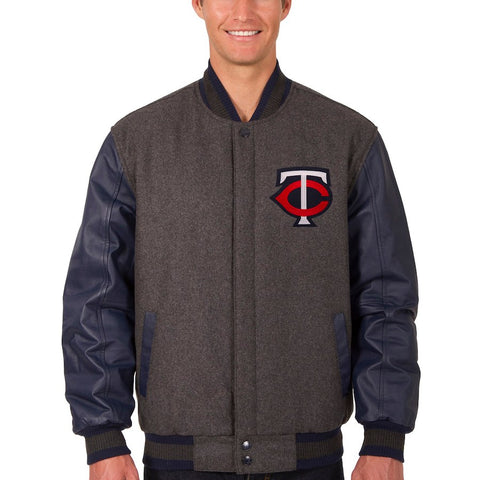 Minnesota Twins JH Design Wool & Leather Reversible Jacket