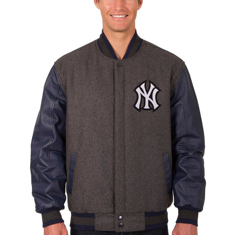 New York Yankees JH Design Wool & Leather Reversible Jacket