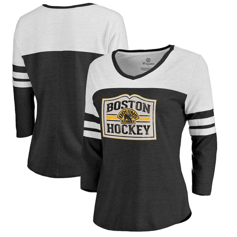 Boston Bruins   Women's Hometown Collection 3/4-Sleeve Raglan Tri-Blend V-Neck T-Shirt