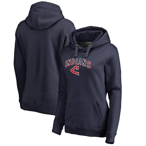 Cleveland Indians   Women's Plus Size Cooperstown Collection Wahconah Pullover Hoodie - Navy