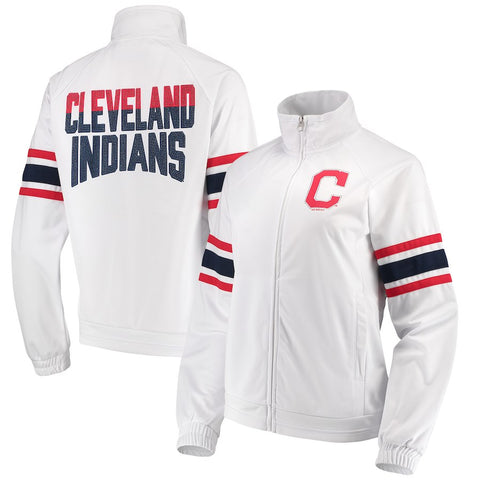 Cleveland Indians G-III 4Her by Carl Banks Women's Game Score Full-Zip Track Jacket - White