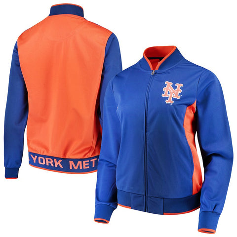 New York Mets G-III 4Her by Carl Banks Women's Triple Track Jacket - Royal/Orange