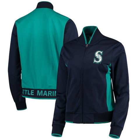 Seattle Mariners G-III 4Her by Carl Banks Women's Triple Track Jacket - Navy/Aqua
