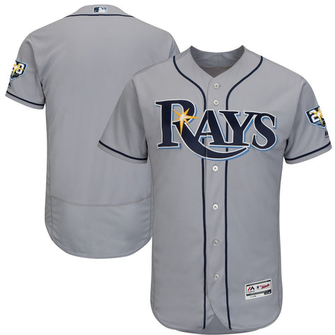 Tampa Bay Rays Majestic 20th Anniversary Road On-Field Patch Flex Base Team Jersey