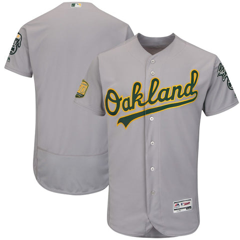 Oakland Athletics Majestic 50th Anniversary Road On-Field Patch Flex Base Team Jersey