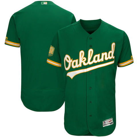 Oakland Athletics Majestic 50th Anniversary Alternate On-Field Patch Flex Base Team Jersey