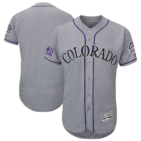 Colorado Rockies Majestic 25th Season Patch On-Field Flex Base Team Jersey
