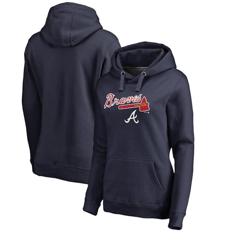Atlanta Braves   Women's Plus Size Team Lockup Pullover Hoodie