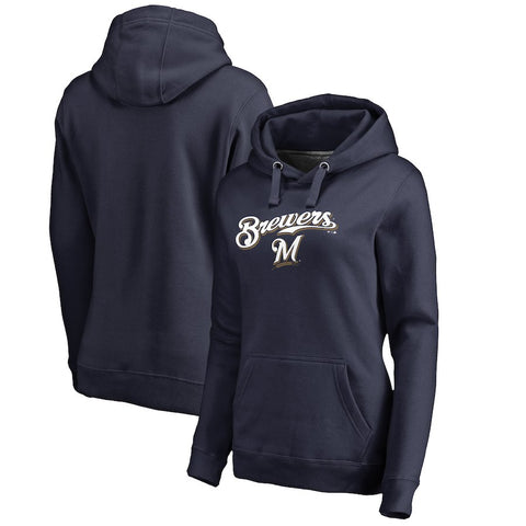 Milwaukee Brewers   Women's Plus Size Team Lockup Pullover Hoodie