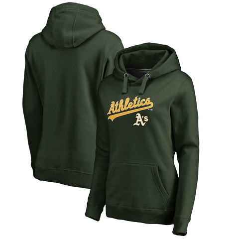 Oakland Athletics   Women's Plus Size Team Lockup Pullover Hoodie - Green