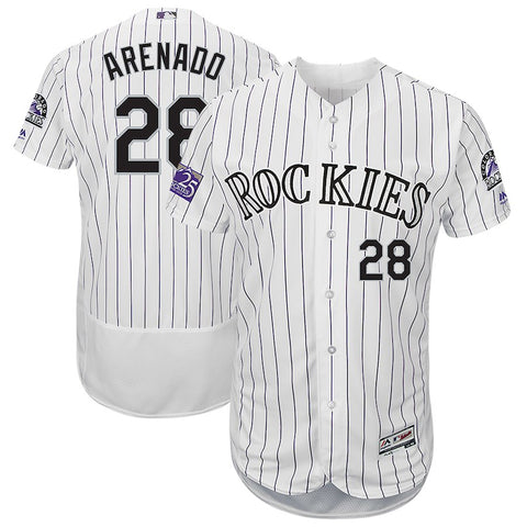 Colorado Rockies Majestic 25th Season Patch On-Field Flex Base Player Jersey