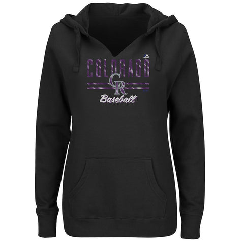 Colorado Rockies Majestic Women's Prepare to Dazzle V-Notch Pullover Hoodie