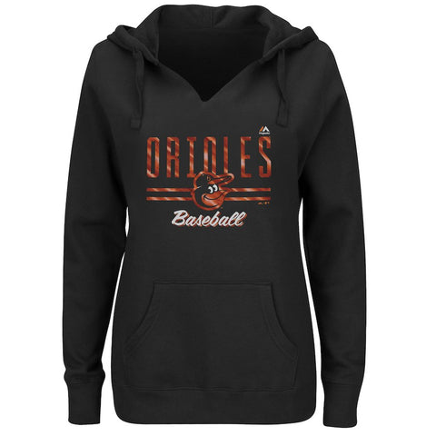 Baltimore Orioles Majestic Women's Prepare to Dazzle V-Notch Pullover Hoodie