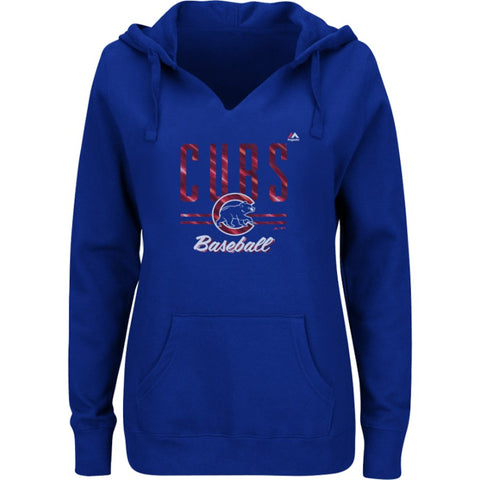 Chicago Cubs Majestic Women's Prepare to Dazzle V-Notch Pullover Hoodie