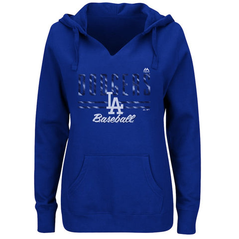 Los Angeles Dodgers Majestic Women's Prepare to Dazzle V-Notch Pullover Hoodie