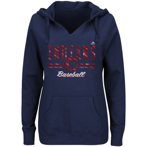 Cleveland Indians Majestic Women's Prepare to Dazzle V-Notch Pullover Hoodie