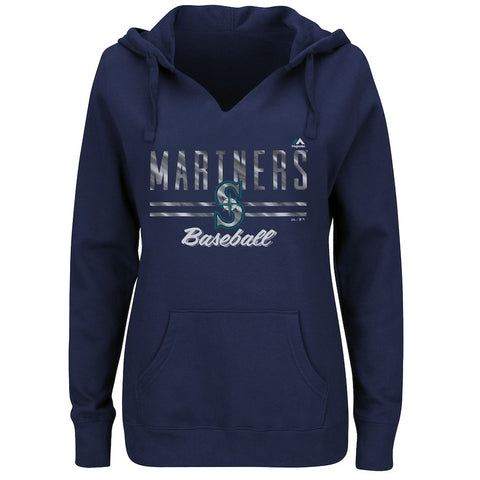Seattle Mariners Majestic Women's Prepare to Dazzle V-Notch Pullover Hoodie