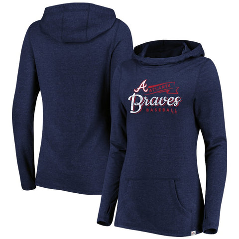 Atlanta Braves Majestic Women's Winning Side Long Sleeve Tri-Blend Cowl Hoodie