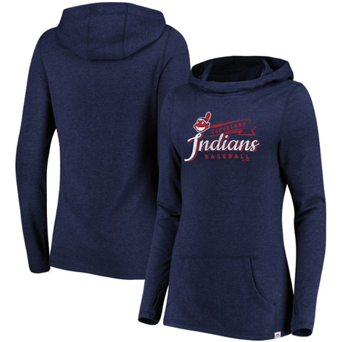 Cleveland Indians Majestic Women's Winning Side Long Sleeve Tri-Blend Cowl Hoodie