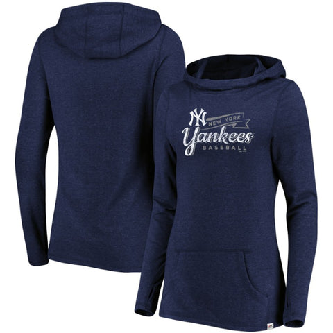 New York Yankees Majestic Women's Winning Side Long Sleeve Tri-Blend Cowl Hoodie