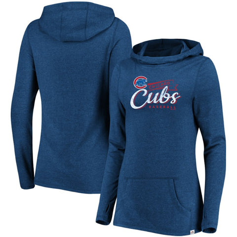 Chicago Cubs Majestic Women's Winning Side Long Sleeve Tri-Blend Cowl Hoodie