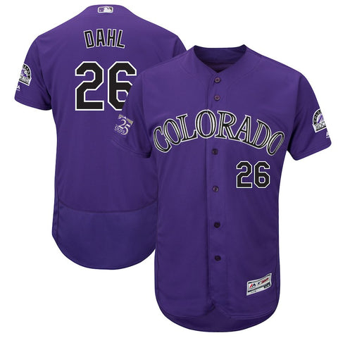 David Dahl Colorado Rockies Majestic 25th Season Patch On-Field Flex Base Player Jersey