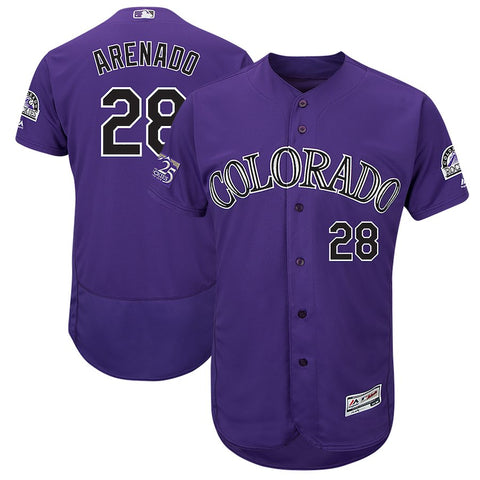 Nolan Arenado Colorado Rockies Majestic 25th Season Patch On-Field Flex Base Player Jersey