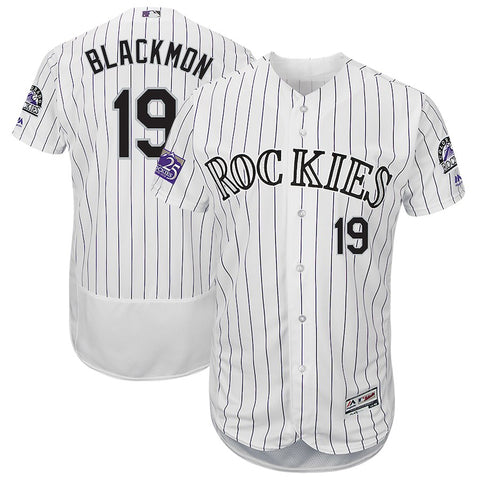 Charlie Blackmon Colorado Rockies Majestic 25th Season Patch On-Field Flex Base Player Jersey