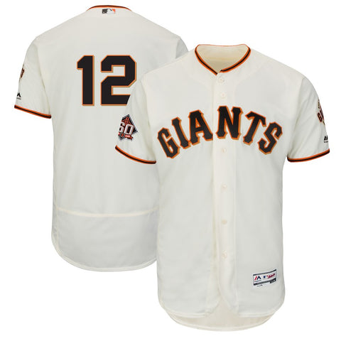 Joe Panik San Francisco Giants Majestic Home On-Field 60th Season Patch Flex Base Player Jersey