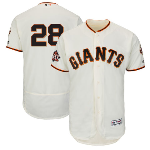 Buster Posey San Francisco Giants Majestic Home On-Field 60th Season Patch Flex Base Player Jersey