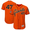 Johnny Cueto San Francisco Giants Majestic Alternate On-Field 60th Season Patch Flex Base Player Jersey