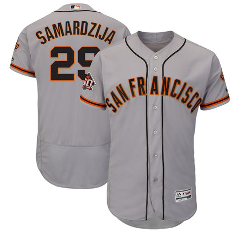 Jeff Samardzija San Francisco Giants Majestic Road On-Field 60th Season Patch Flex Base Player Jersey