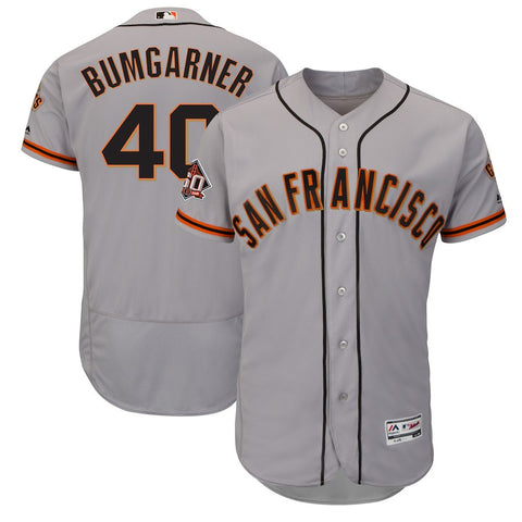 Madison Bumgarner San Francisco Giants Majestic Road On-Field 60th Season Patch Flex Base Player Jersey