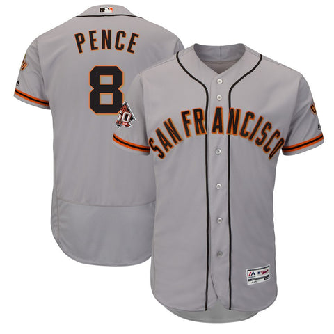 Hunter Pence San Francisco Giants Majestic Road On-Field 60th Season Patch Flex Base Player Jersey