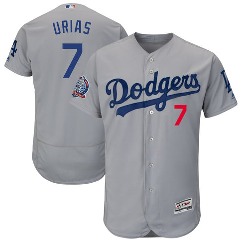 Julio Urias Los Angeles Dodgers Majestic 60th Anniversary Road Alternate On-Field Patch Flex Base Player Jersey