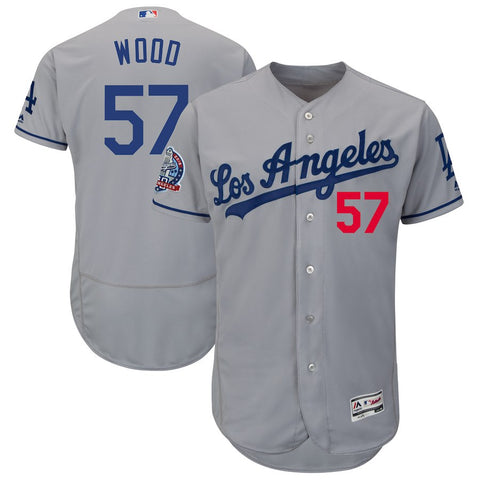 Alex Wood Los Angeles Dodgers Majestic 60th Anniversary Road On-Field Patch Flex Base Player Jersey