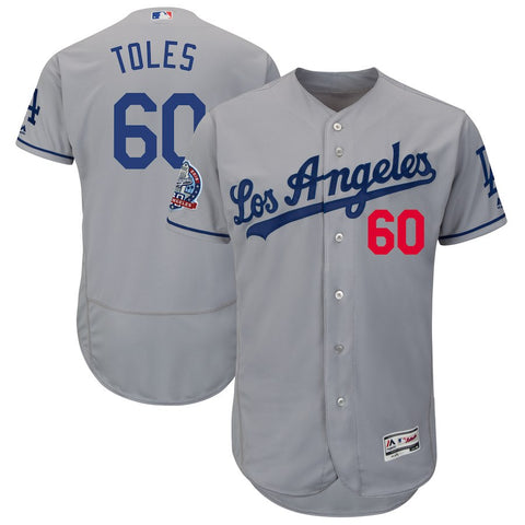 Andrew Toles Los Angeles Dodgers Majestic 60th Anniversary Road On-Field Patch Flex Base Player Jersey