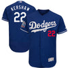 Clayton Kershaw Los Angeles Dodgers Majestic 60th Anniversary Alternate On-Field Patch Flex Base Player Jersey