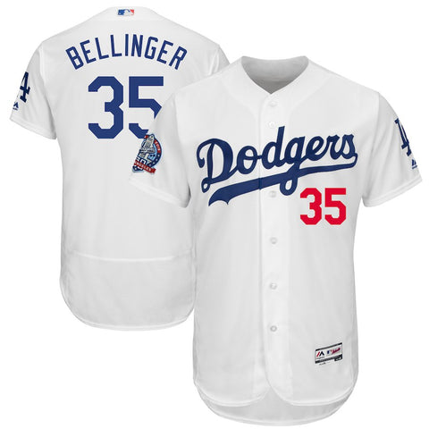 Cody Bellinger Los Angeles Dodgers Majestic 60th Anniversary Home On-Field Patch Flex Base Player Jersey