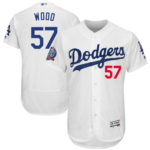 Alex Wood Los Angeles Dodgers Majestic 60th Anniversary Home On-Field Patch Flex Base Player Jersey